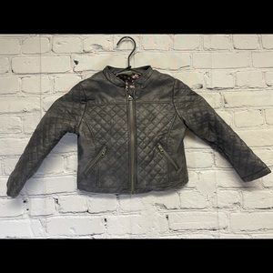 OshKosh Girls Quilted Jacket Lined Faux Leather 3T